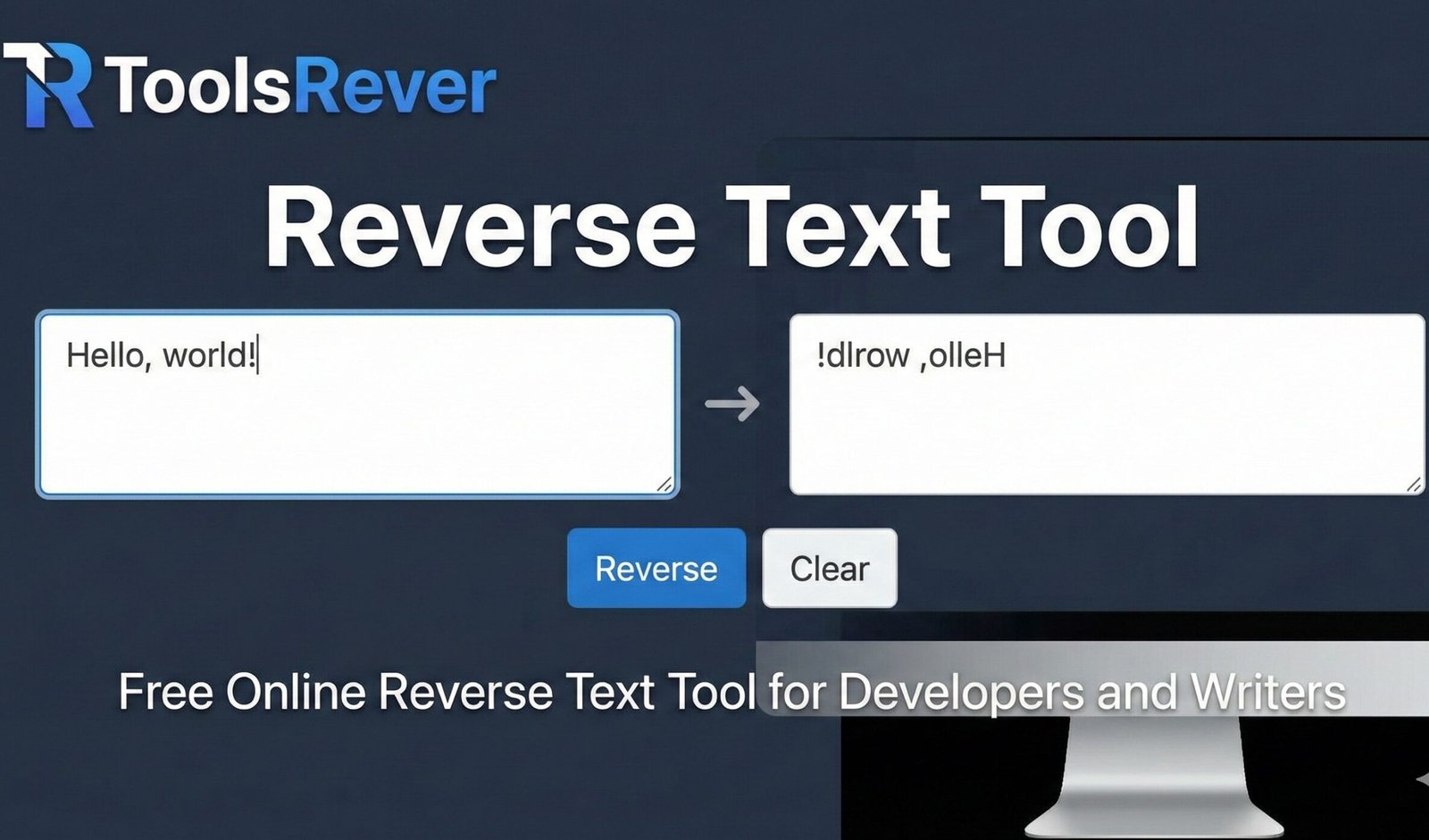 Online Reverse Text Generator tool to flip text backwards