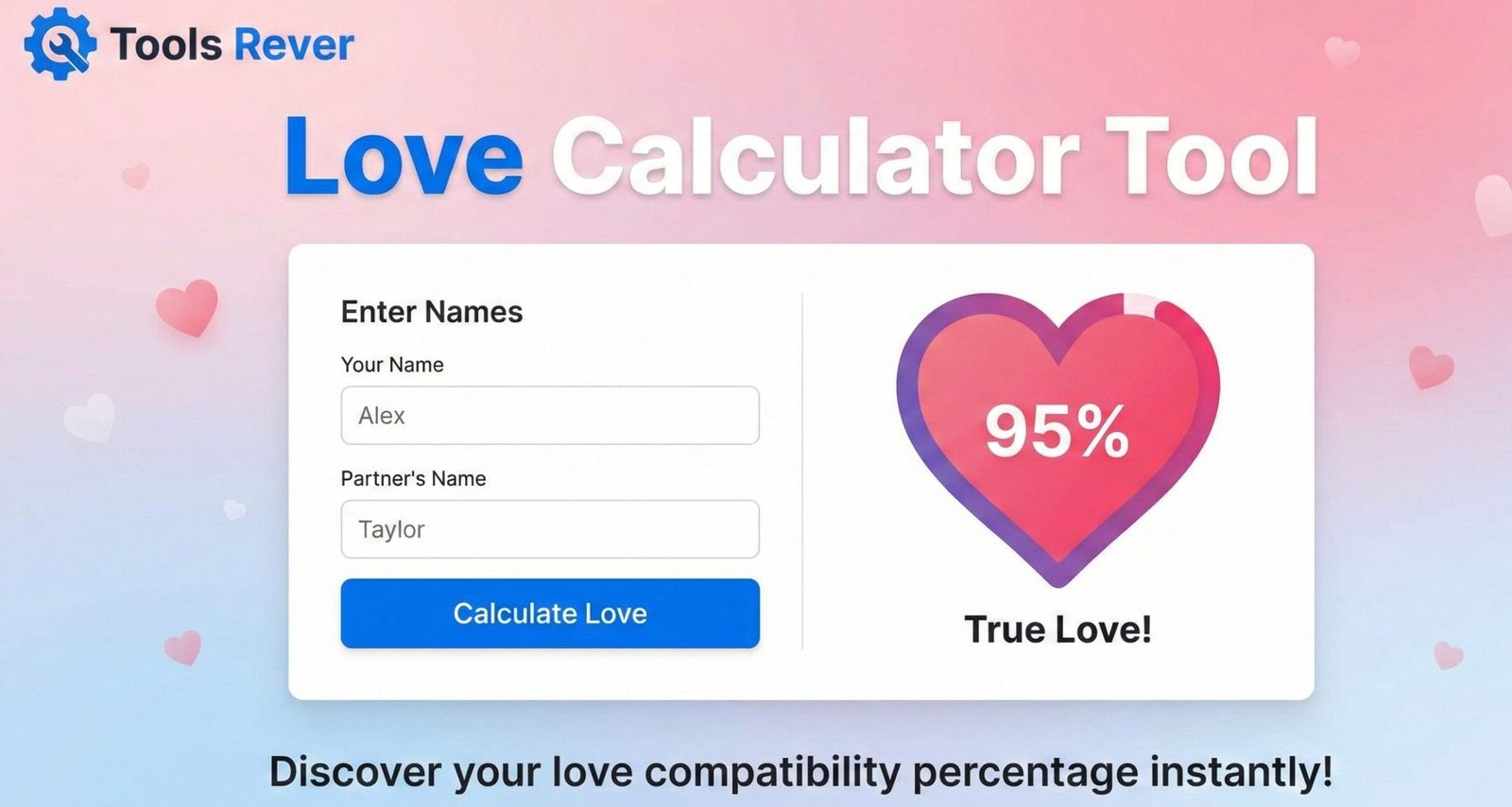 Online Love Calculator tool icon for checking relationship compatibility