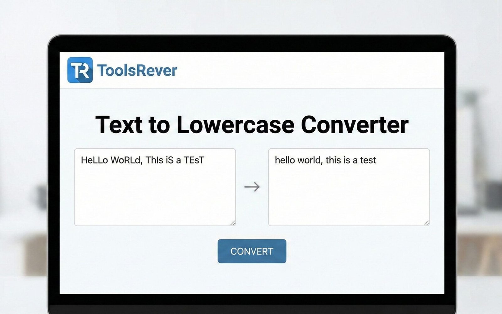 Interface design for the free online Text to Lowercase Converter tool.