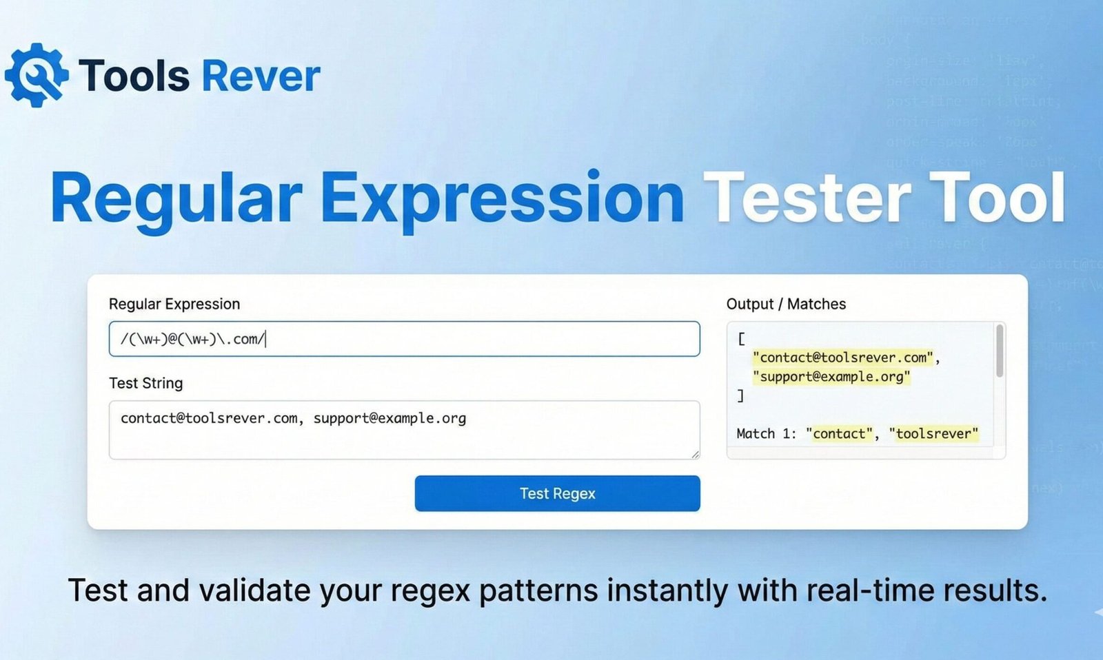 Online Regular Expression Tester tool icon for debugging code