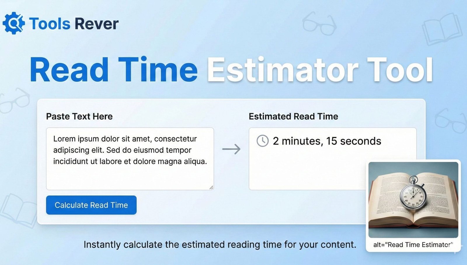 Online Read Time Estimator tool icon for blogs