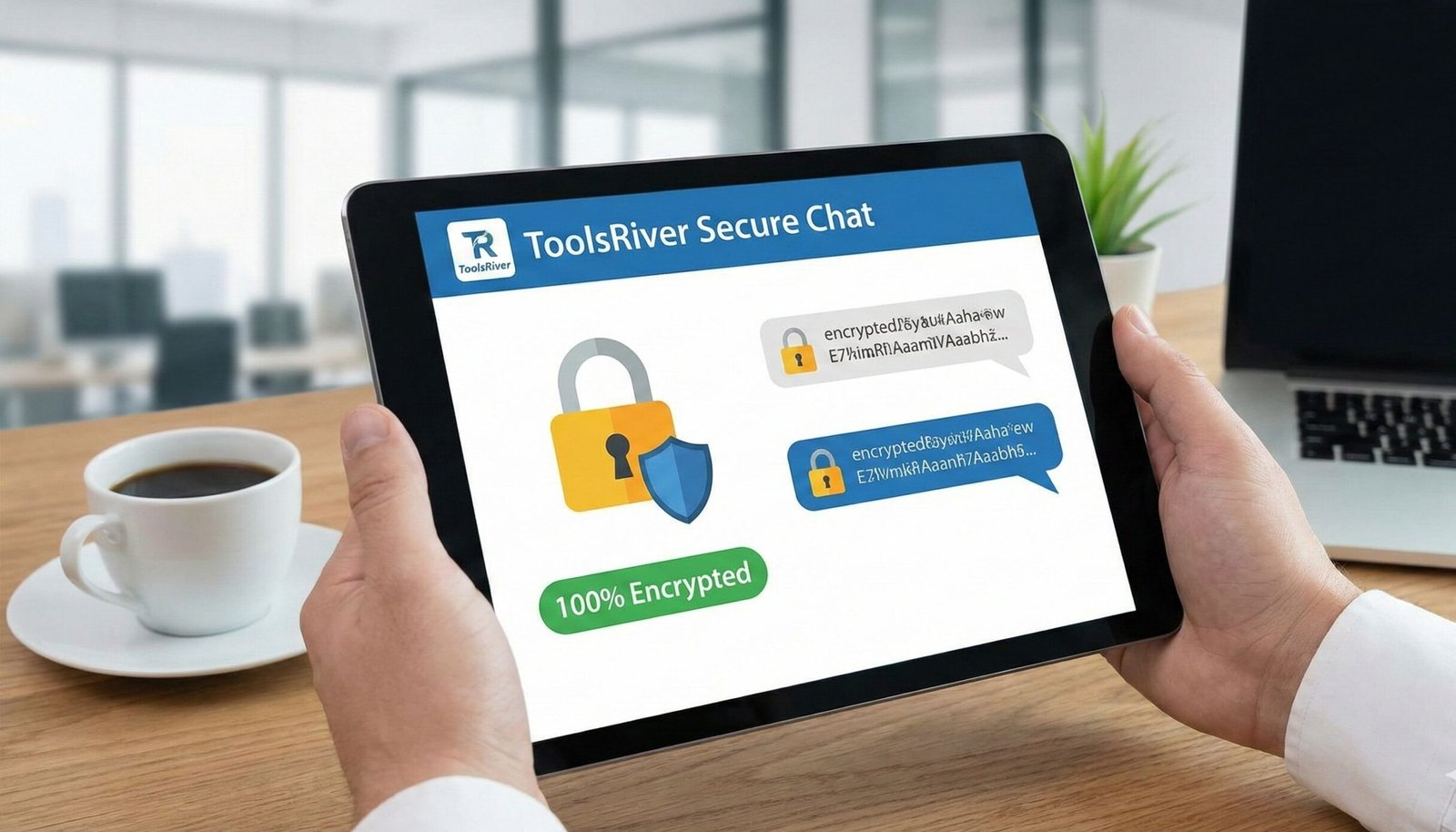 Free secure chat tool interface featuring end-to-end encryption for private, anonymous, and safe messaging sessions.